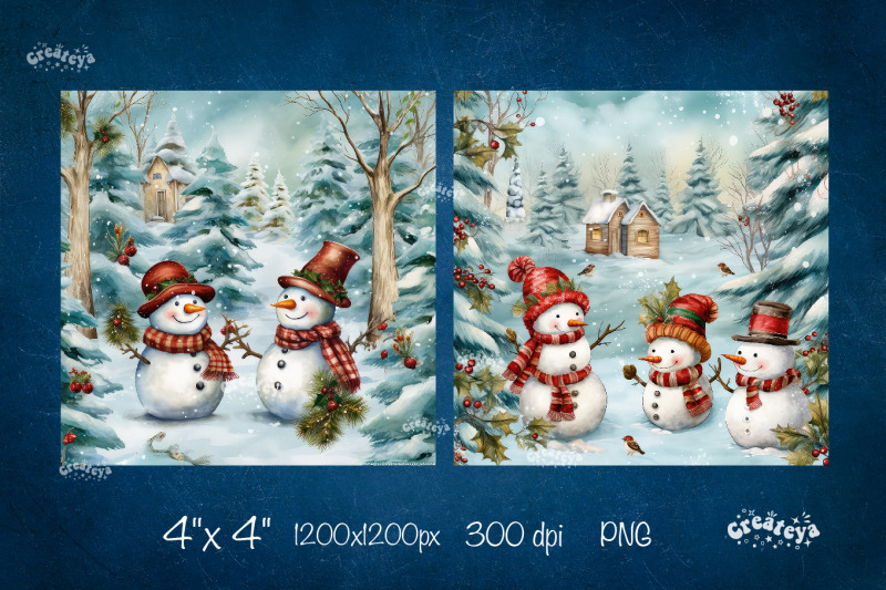 christmas-coaster-sublimation-bundle-square-coaster-design-snowman-png