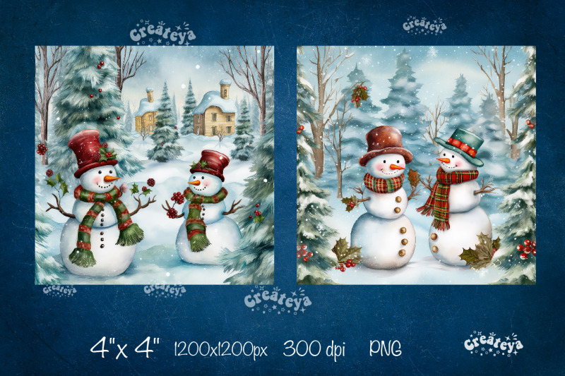 christmas-coaster-sublimation-bundle-square-coaster-design-snowman-png