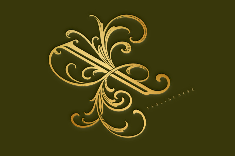 flourish-gold-floral-x-lettering-monogram-logo