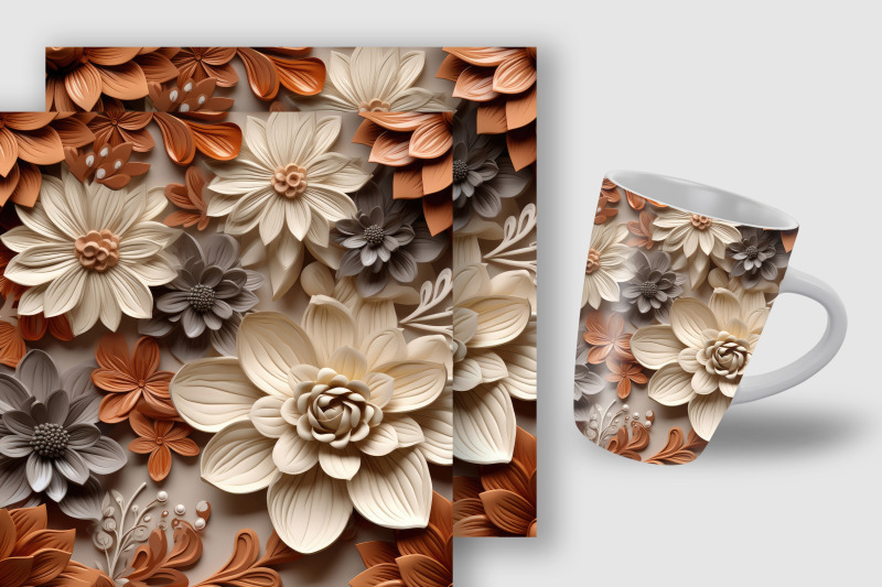 3d-boho-flowers-digital-paper-seamless-patterns