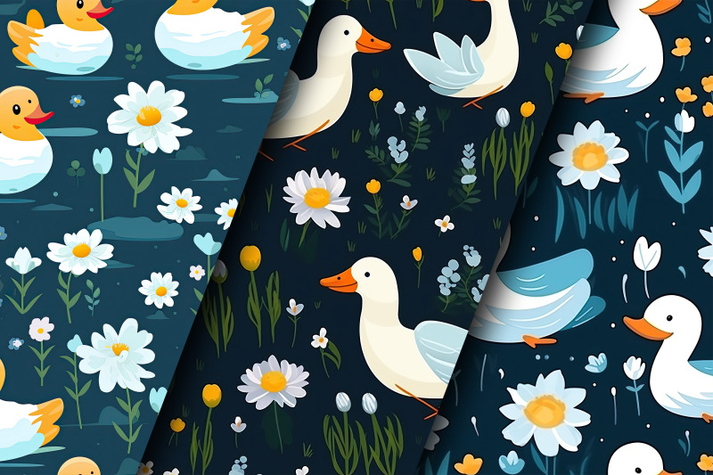 cute-floral-ducks-seamless-pattern-digital-papers