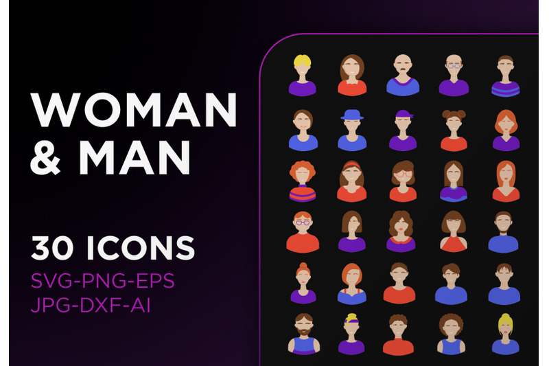 avatar-icon-pack-man-amp-woman-sign-art-collection