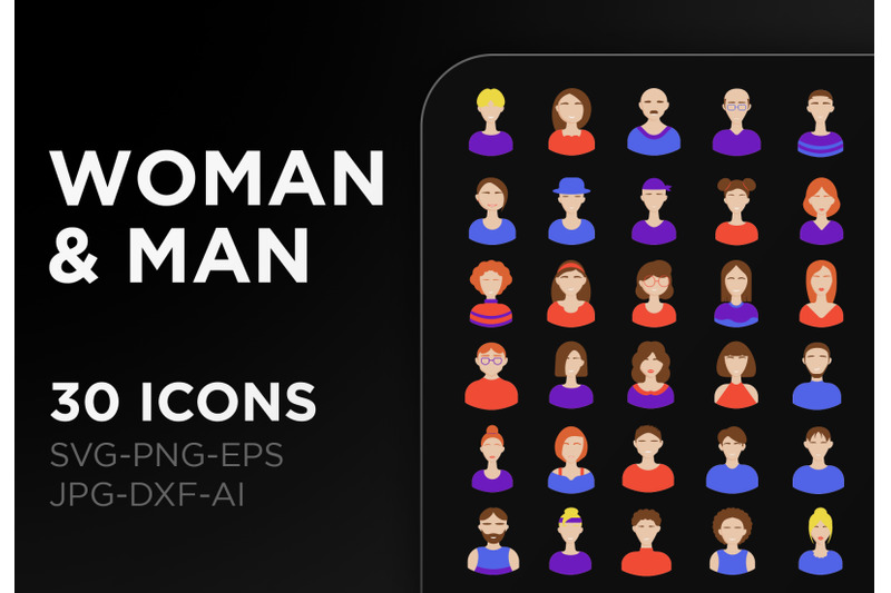 avatar-icon-pack-man-amp-woman-sign-art-collection