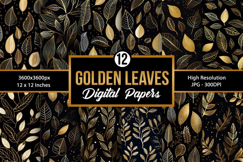 golden-leaves-digital-paper-patterns