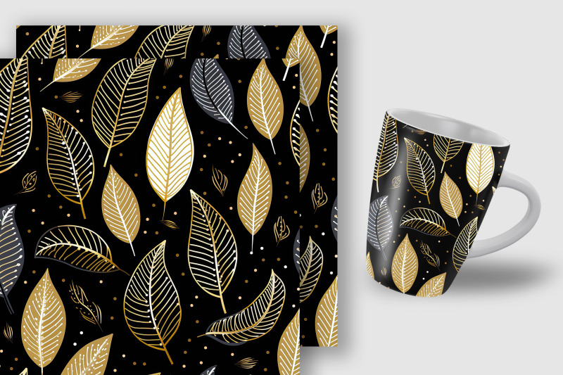 golden-leaves-digital-paper-patterns