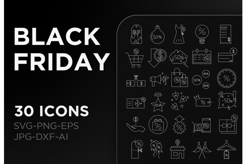 black-friday-icon-pack-line-sign-art-collection