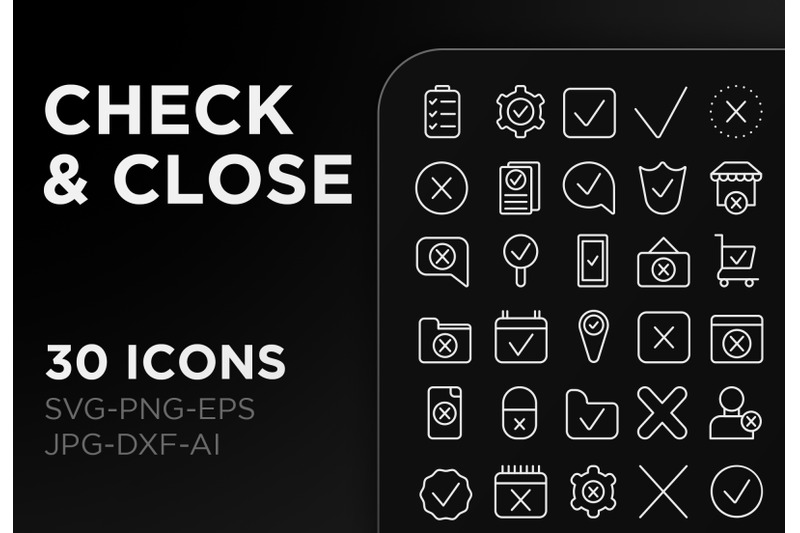 check-amp-close-icon-pack-line-sign-art-collection