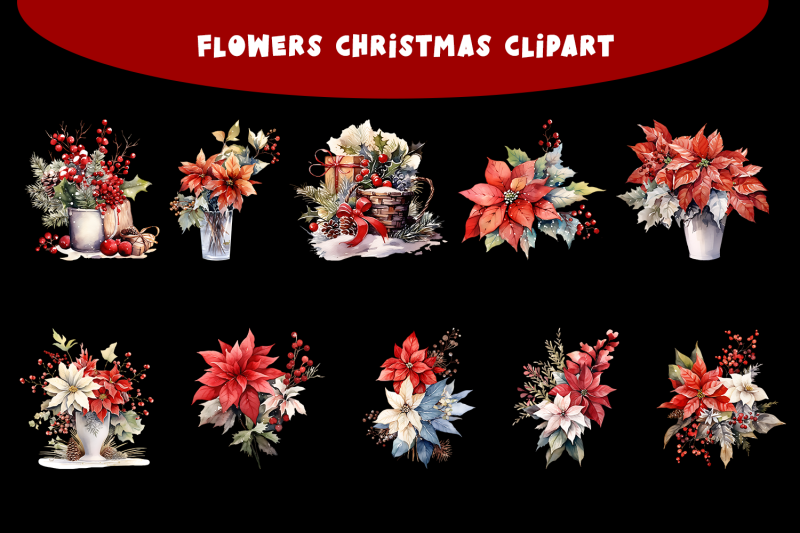 watercolor-vintage-christmas-flowers-clipart