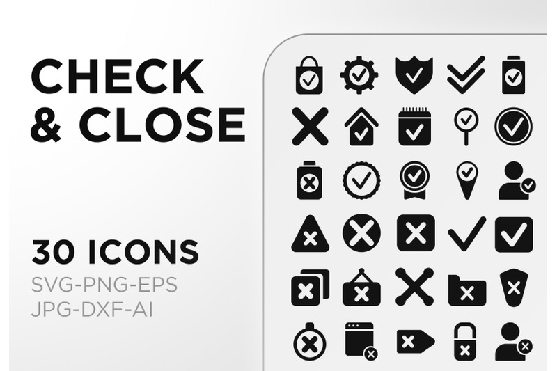 check-amp-close-icon-pack-sign-art-collection