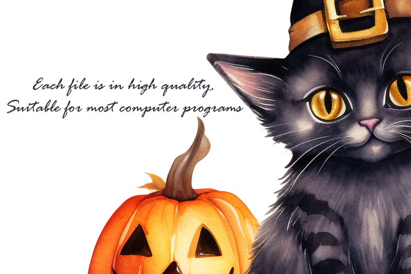 halloween-kittens-watercolor-clipart-adorable-cute-witchy