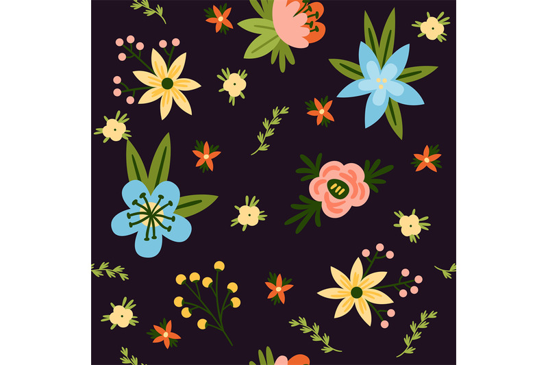 seamless-floral-pattern-cute-flowers-and-leaves-isolated-on-black-bac