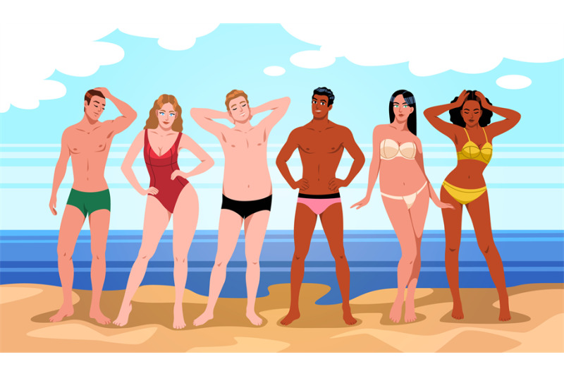 cartoon-beach-people-group-summer-sea-vacationers-happy-guys-and-gir