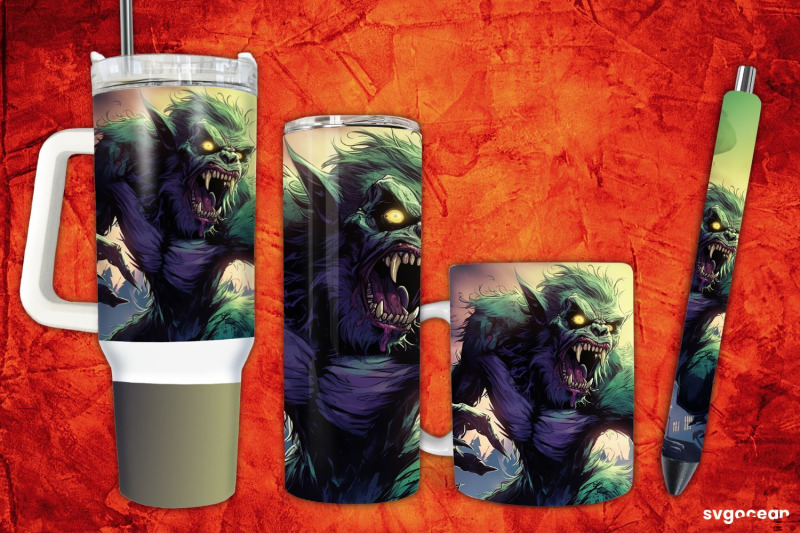 zombie-werewolf-wrap-bundle-tumbler-mug-pen