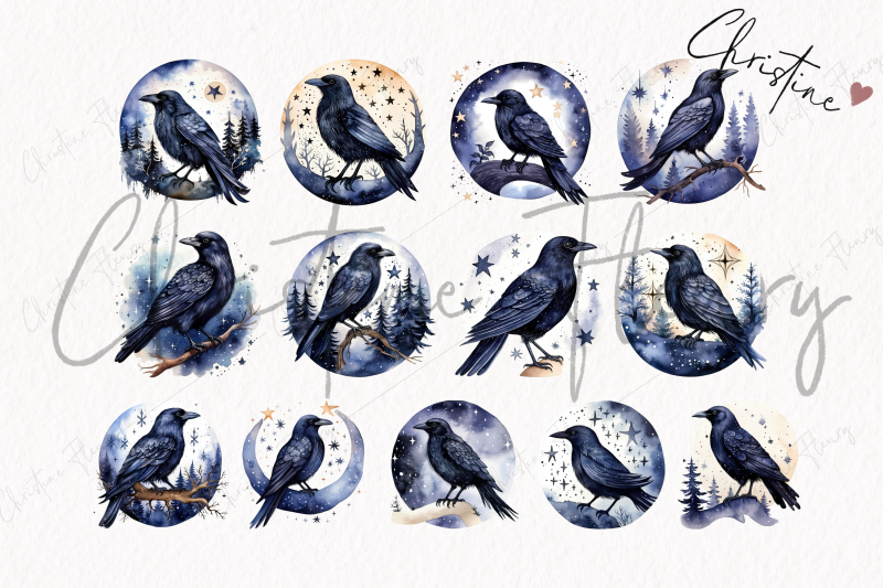 watercolor-midnight-blue-ravens-clipart