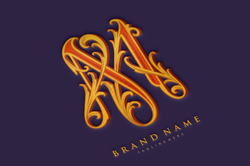 elegance-flourish-gold-floral-m-lettering-monogram-logo