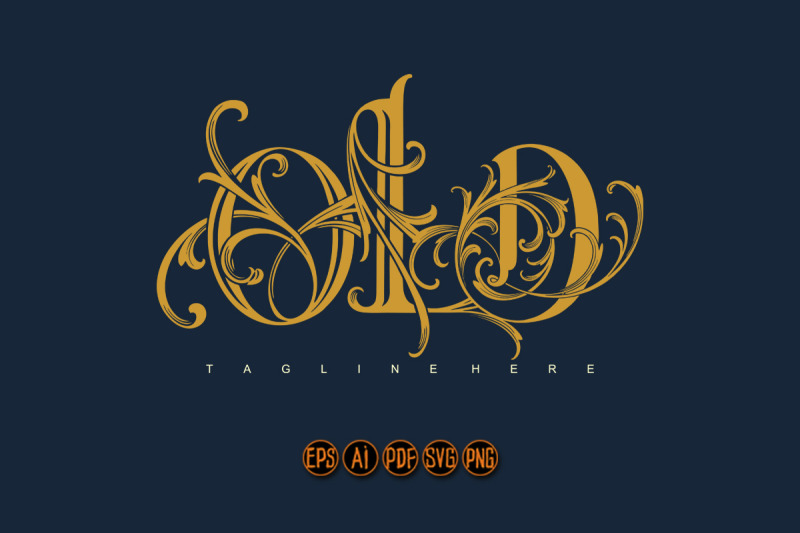 timeless-charm-old-lettering-gold-monogram-logo