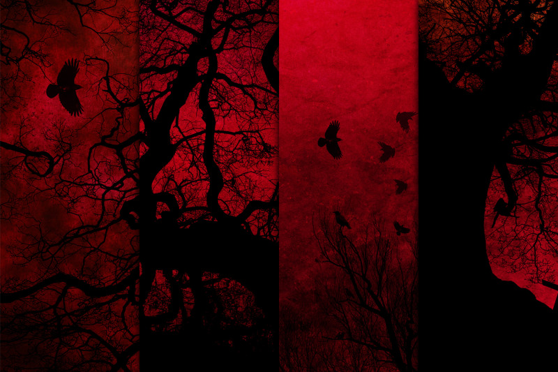 forest-silhouette-amp-red-sky-halloween-backgrounds