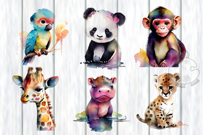 jungle-animals-watercolor-clipart-illustrations