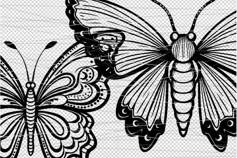 moths-and-butterfly-outline-svg-clipart