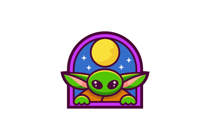 cute-alien-in-window-vector-template-logo-design