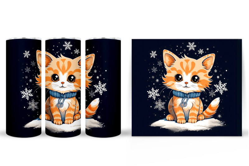 winter-cat-tumbler-wrap-cute-cat-tumbler-sublimation