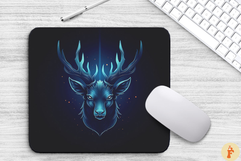 occult-deer-with-blue-light-mouse-pad