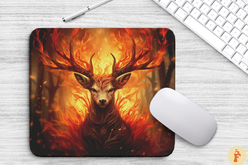 deer-with-horns-fiery-phoenix-feathers