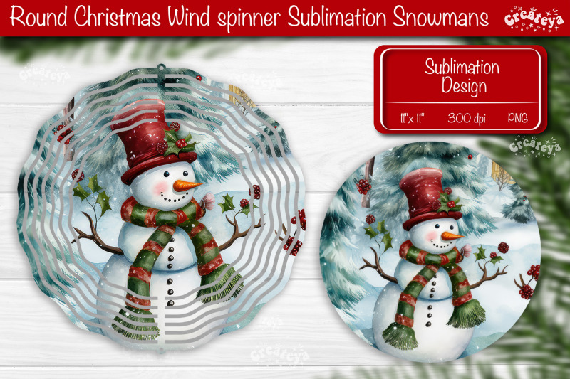 christmas-wind-spinner-sublimation-christmas-round-design-png-snowman