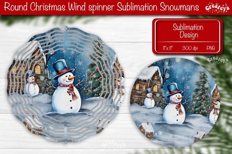 christmas-wind-spinner-sublimation-christmas-round-design-png-snowman