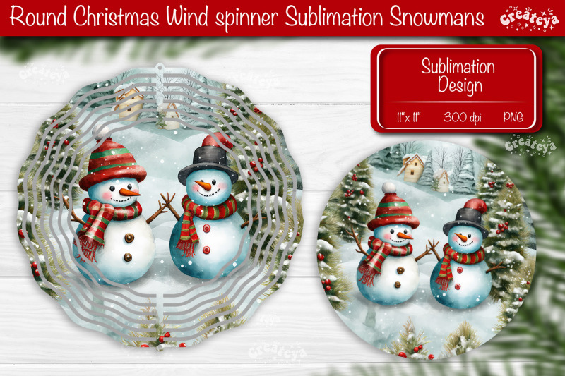 christmas-wind-spinner-sublimation-christmas-round-design-png-snowman