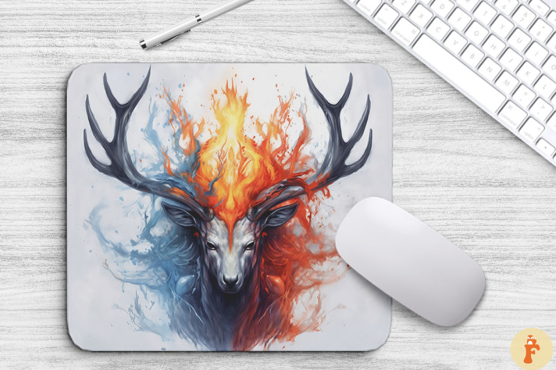 deer-with-fire-and-ice-antlers-mouse-pad