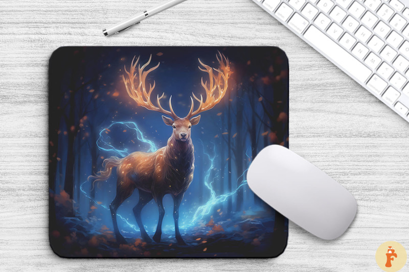 mythical-glowing-stag-mouse-pad