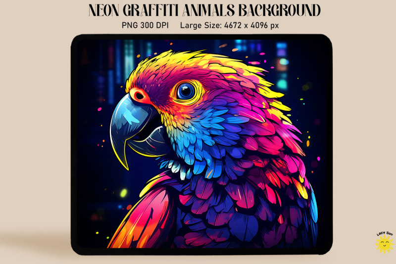 neon-and-glowing-graffiti-of-parrot