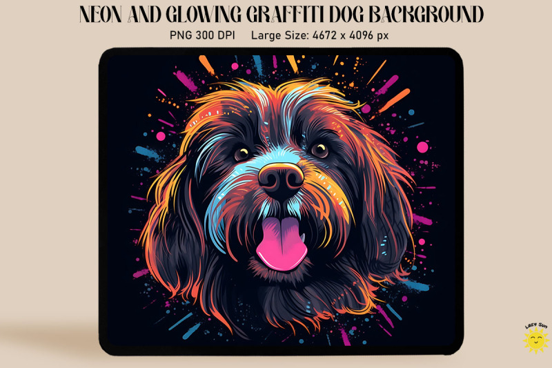 neon-graffiti-of-brown-havanese-dog