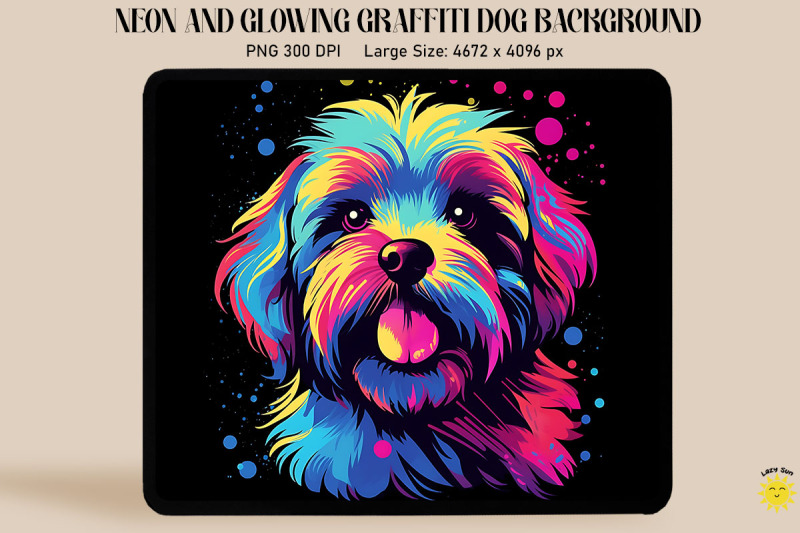 neon-graffiti-of-brown-havanese-dog