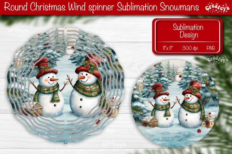 christmas-wind-spinner-sublimation-christmas-round-design-png-snowman