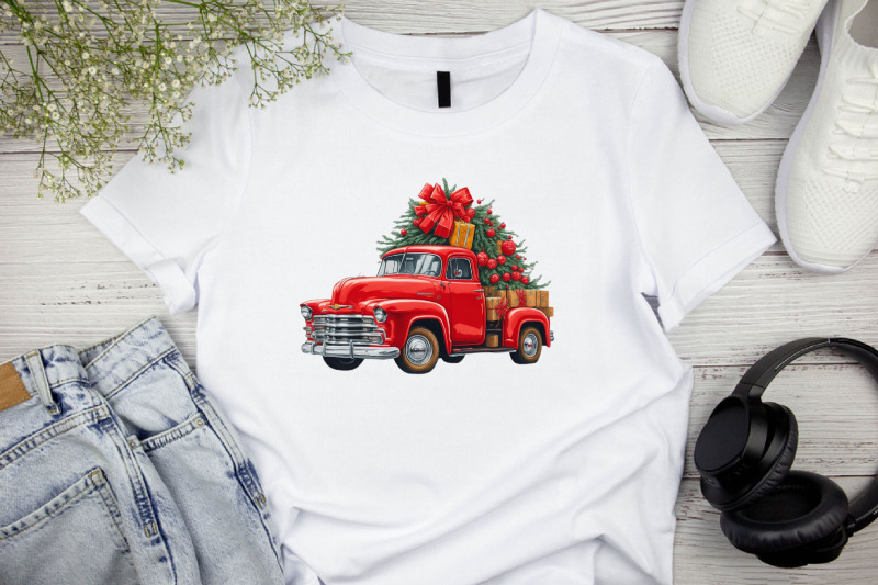 watercolor-red-christmas-truck-clipart