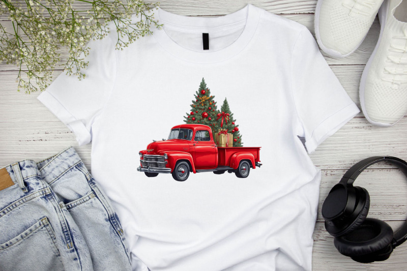 watercolor-red-christmas-truck-clipart