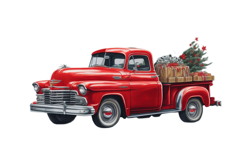 watercolor-red-christmas-truck-clipart