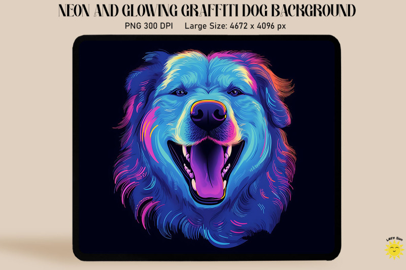 neon-graffiti-of-great-pyrenean-dog