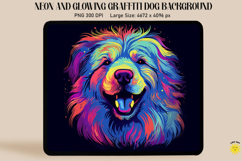 neon-graffiti-of-great-pyrenean-dog