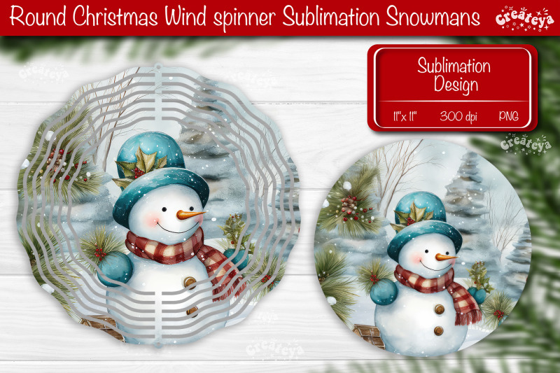 christmas-wind-spinner-sublimation-christmas-round-design-png-snowman