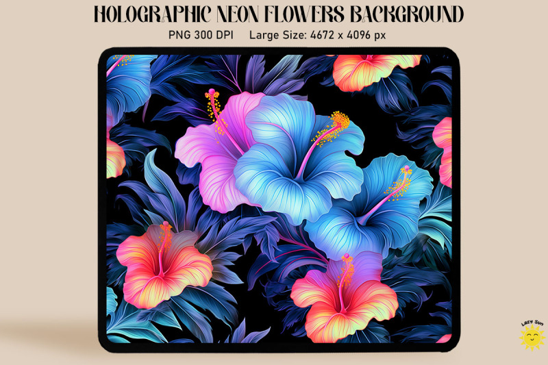 holographic-neon-hibiscus-flowers