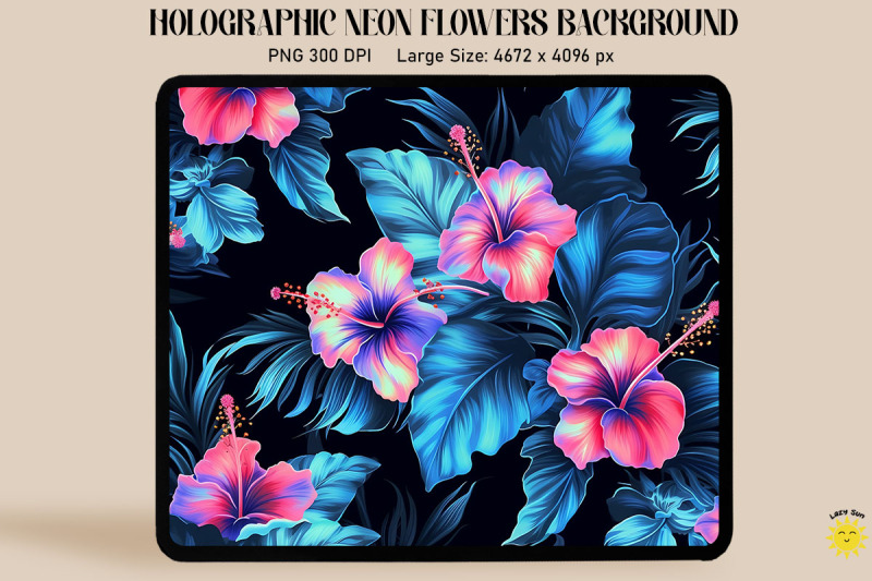 holographic-neon-hibiscus-flowers