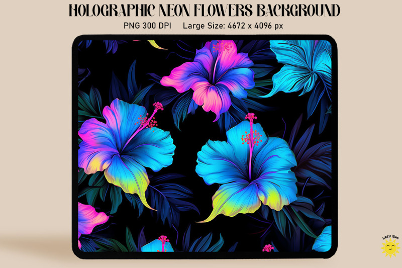 holographic-neon-hibiscus-flowers