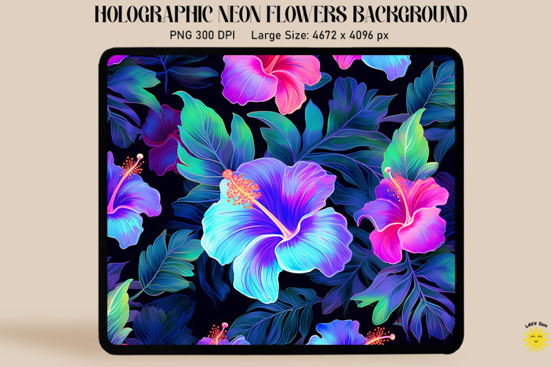 holographic-neon-hibiscus-flowers