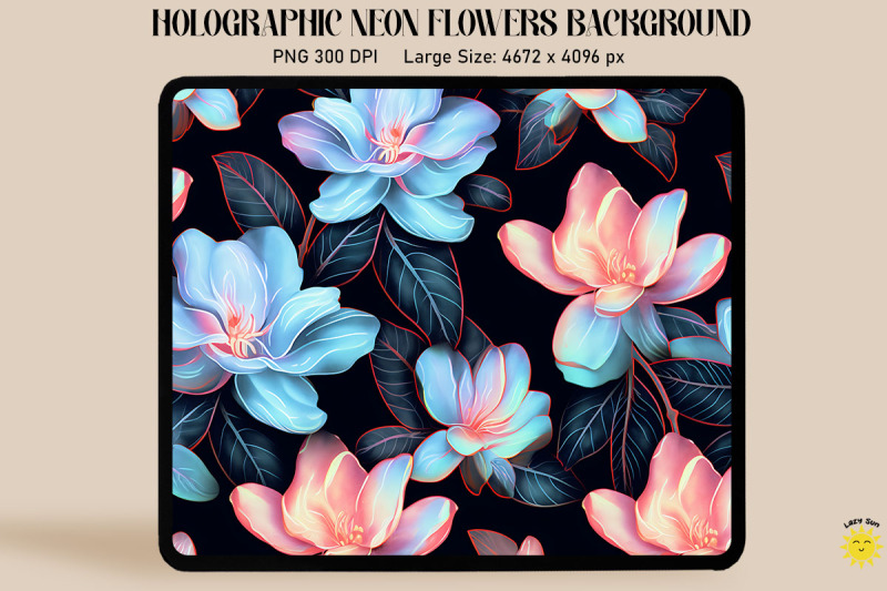 holographic-neon-magnolia-flowers