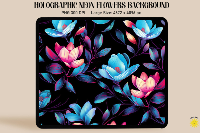 holographic-neon-magnolia-flowers