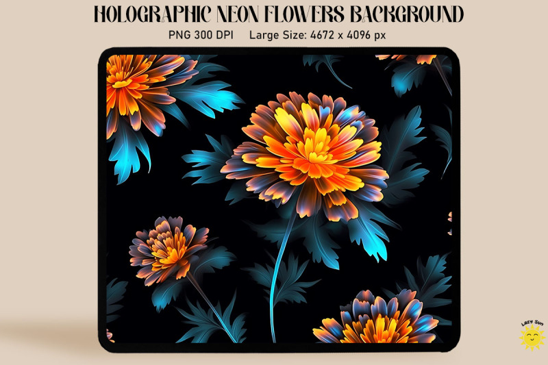 holographic-neon-marigold-flowers