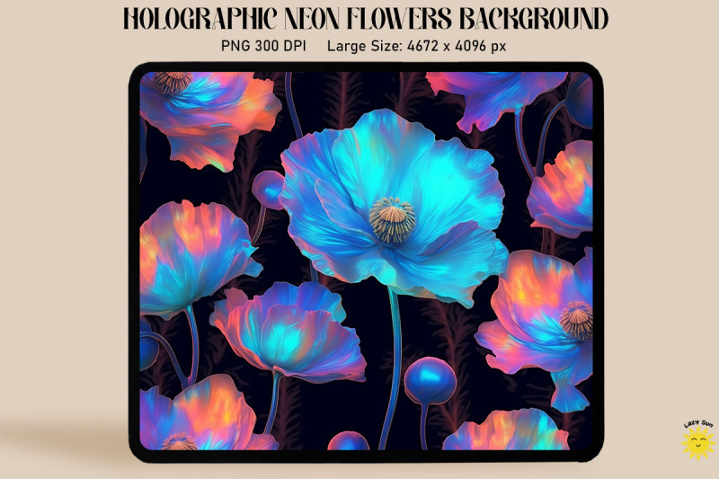 holographic-neon-poppy-flowers